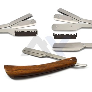 Rasoir professionnel haut de gamme à manche pivotant en bois de luxe, forme en L, type Shavette, en acier inoxydable, lame unique pour le rasage du visage - Product Image 5