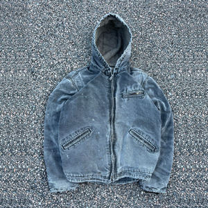 Sudadera con capucha de mezclilla vintage personalizada, estilo trabajador, de algodón, con cremallera, extragrande, desgastada, para streetwear - Product Image 4