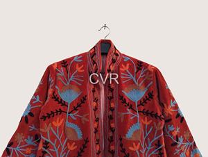 Veste à col mandarin brodée de fleurs, manches longues, grande taille, vêtements d'extérieur pour femmes, style chinois décontracté, manteau en coton pour l'automne - Product Image 4