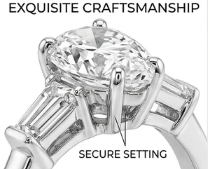 Anillo de Compromiso de Lujo con Tres Piedras de Pera Natural, Acentos de Diamantes de 2.5ct, Oro Blanco de 14K, Joyería Nupcial Unisex - Product Image 5