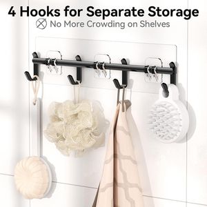 Étagères d'angle de douche, lot de 6, 100 % antirouille, grande capacité, organisateur avec porte-savon, sans perçage, rangement pour salle de bain - Product Image 5