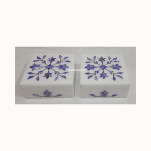 Caja de Mármol Blanco de Primera Calidad con Diseño Rectangular y Incrustaciones para Guardar Joyas de la Mejor Calidad, Nueva - Product Image 4