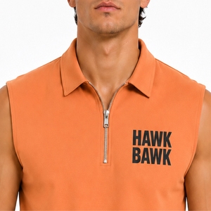 Polo sin mangas para hombre, camiseta informal de algodón relajado con cremallera frontal, diseño de punto transpirable, tacto ligero y suave - Product Image 4
