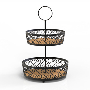 Modern Metal <b>Wire</b> 2-Tier Geometric Storage <b>Basket</b> <b>Hanging</b> Organizer for Kitchen Multi-Purpose Neatening Stand - Product Image 6