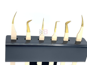Pinzas de Extensión de Pestañas de Alta Calidad con Diseños Personalizados, Punta Puntiaguda, Acero Inoxidable, Color Dorado - Product Image 5