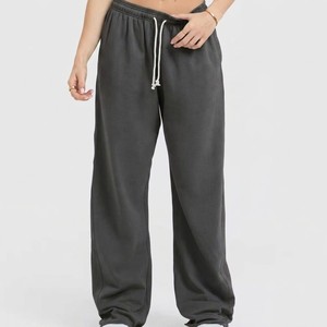 <b>Charcoal</b> Grey Relaxed Fit Wide Leg Eco-Friendly Breathable Sweatpants Soft Touch Casual Lounge Bottom Elastic Waist Drawstring - Product Image 1