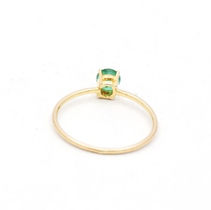 Wholesale 925 Sterling <b>Silver</b> Yellow Gold Plated Natural Round Emerald 4 Prong <b>Ring</b> Memoria Jewels - Product Image 3