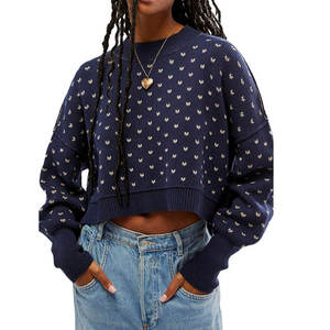 Pull-over en tricot jacquard personnalisé OEM, motif uni, unisexe, col rond, coupe régulière, longueur normale, décontracté, écologique - Product Image 3