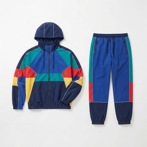 Conjunto Deportivo Retro de Diseño Personalizado con Bloques de Color, Chaqueta Cortavientos con Cuello Alto de Poliéster Mate de 190 GSM - Product Image 4