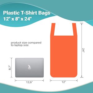 ถุงใส่เสื้อยืดสีส้มแพ็ค1000แบบบางเฉียบถุงโพลีเอทิลีนทึบแสงหนา0.65มิลสำหรับซื้อของชำ - Product Image 4