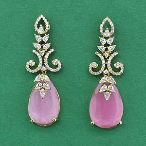 Pendientes Clásicos de Circonia Cúbica con Baño de Mehndi, Joyería de Lujo 443957 - Product Image 3