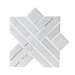 Hastone Interlock Flower Crystal White Marble <b>Mosaic</b> Tile Polished 8mm Thick Water Resistant Eco-Friendly 5 Year Warranty Modern - Product Image 1