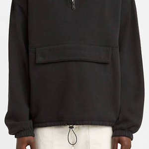 Custom Logo Men's Drop Shoulder <b>Fleece</b> Quarter Zip Collar <b>Jacket</b> - Product Image 3
