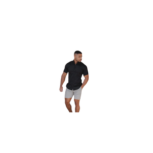 Shorts Bermuda en coton uni pour homme avec poches, respirants, style décontracté, taille mi-haute, fermeture élastique, gris - Product Image 1