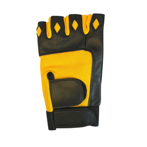 Rhino Fitness Half <b>Finger</b> Fitness Gloves Unisex PU Leather Yellow Black Breathable Non-Slip Adjustable Wrist <b>Strap</b> Gym Workout - Product Image 3