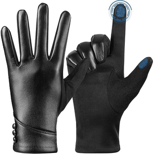 Gants de mode pour femmes en cuir PU, compatibles écran tactile, pour la conduite hivernale, de luxe, pour soirée, écologiques, respirants, avec doublure en coton - Product Image 5