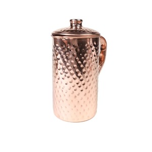 Pichet en cuivre pur fait main avec finition martelée et 4 verres portables – Cadeau d'affaires - Product Image 5