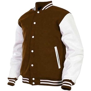 OEM Custom <b>Men's</b> Wool Letterman Real <b>Leather</b> Varsity <b>Jacket</b> Embroidery Logos Patches and Labels <b>Jacket</b> for <b>Men</b> - Product Image 3