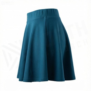 Mini-jupe trapèze pour femme, couleur unie, taille élastique, respirante, style sportif, bleu sarcelle - Product Image 3