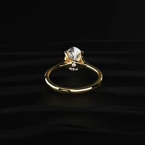 Classic Diamond Design Oval Cut <b>Split</b> Shank Single Engagement <b>Ring</b> Yellow Gold Labgrown Diamond <b>Ring</b> Luxury Diamond <b>Ring</b> VVS-VS - Product Image 4