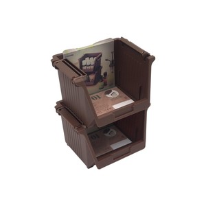 Inomata piccolo portaoggetti in plastica marrone a 2 livelli durevole e pratico Set di contenitori e scatole - Product Image 1