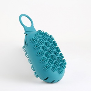 Silicone Oval <b>Pet</b> Bath <b>Brush</b> With Soap Holder For Gentle Grooming Regular Size - Product Image 1