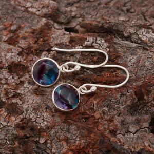 Pendientes de Fluorita Arcoíris, Plata de Ley 925, Chapados en Oro, Certificados por IGI, Piedras Preciosas Naturales Hechas a Mano, Joyería para Mujer, Venta al por Mayor - Product Image 3