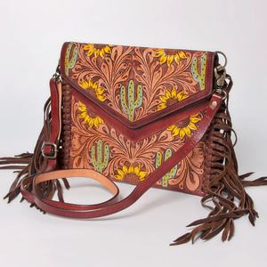 Bolso Bandolera de Cuero Estilo Vintage para Chicas, con Cierre de Cremallera, Diseño Artesanal, para Llevar Objetos Ocultos, Estilo Rodeo Internacional - Product Image 3