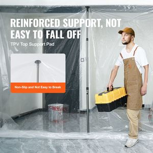 Pali per Barriera Antipolvere da 3 Metri con Borsa per il Trasporto, 4 Pali Telescopici, Pellicola in Plastica 10x4 Metri per Accessori di Decorazione d'Interni - Product Image 2