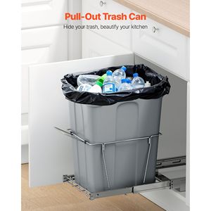 Contenitore per Rifiuti Estraibile in Metallo Resistente da 35 QT per Armadietti da Cucina - Product Image 2
