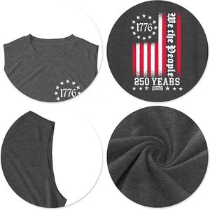 Camiseta sin mangas para hombre 1776, 250 años, estampado de bandera estadounidense, camiseta de algodón, informal, con cuello redondo, corte regular - Product Image 4