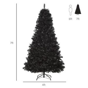 Albero di Natale Artificiale Pieghevole di Alta Qualità, Nero, 2,13 m, Apertura Automatica, Stile Halloween per Decorazioni Interne - Product Image 3