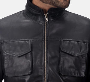 Blouson bomber vintage à col montant marron caramel pour homme, automne et hiver, décontracté, en daim épais, veste courte pour homme - Product Image 4