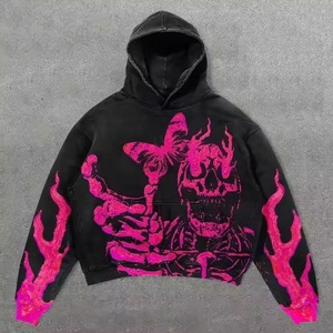 Sweat à capuche pour homme de haute qualité, style gothique punk, hiver, écologique, 100% coton, style rétro surdimensionné, Harajuku, patchs personnalisés - Product Image 5