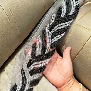 Vibrant Embroidered Lace Trim with Beads & Fringe Handmade <b>Fabric</b> Decoration for Global Export - Product Image 2