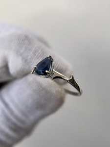 Bague en saphir bleu antique, coupe poire, saphir bleu royal, bague de fiançailles solitaire, bague de mariage pour femme, bijoux - Product Image 5