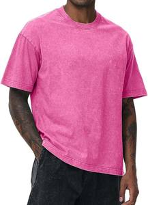 T-shirt en coton rose délavé vintage pour homme, surdimensionné, respirant, vente en gros directe d'usine, fabriqué au Pakistan - Product Image 6