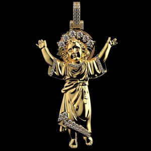 Pendentif Bébé Jésus en Moissanite Symbole Amour Divin Protection Argent 925 Plaqué Or 14K Certifié GRA 1.50CT Collier Sacré - Product Image 2