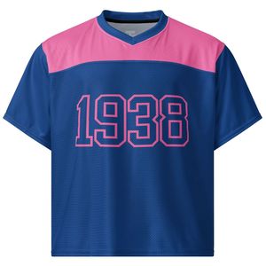 เสื้อฟุตบอลตาข่ายสีน้ำเงินกรมท่าชมพู ยูนิเซ็กซ์ ปี 1938 แขนสั้น คอวี ระบายอากาศได้ดี เสื้อกีฬาทีม  รับผลิตตามสั่ง ขายส่ง - Product Image 1