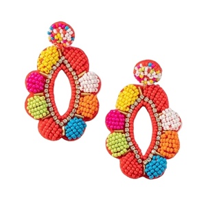 Pendientes bordados multicolores con cuentas hechos a mano de lujo a la moda para mujer con nuevo diseño elegante lindo elegante Top hermoso toque - Product Image 1
