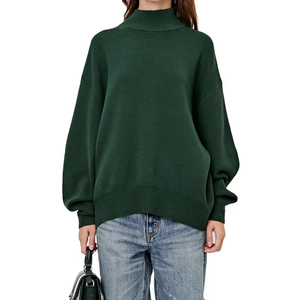 Sweat-shirt à col montant oversize au design classique, faible MOQ, manches longues, teint uni, logo personnalisé sur le devant, automne-hiver - Product Image 6