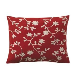 Best Selling Products <b>Red</b> Floral Embroidered Cotton <b>Throw</b> Pillow Rectangle Washable Decorative Cushion Cover - Product Image 1