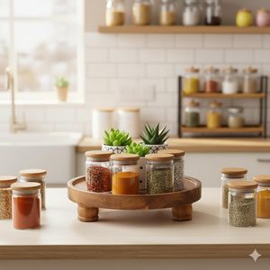 Wooden Display Riser Plant Stand for Kitchen Countertop <b>Rustic</b> Wood Pedestal <b>Shelf</b> for Plants Bathroom Vanity Organizer Farm - Product Image 4