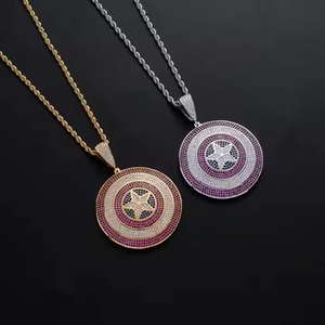 Collar con Colgante de Escudo de Plata de Ley 925 con Moissanita, Amuleto Redondo de Estrella de Capitán, Joyería para Hombres y Mujeres - Product Image 1
