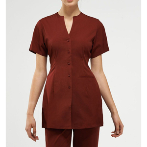 Uniforme de Peluquería Unisex Transpirable de Spandex, Cómodo, de Poliéster y Algodón, Túnica Elegante para Salón de Belleza con Bolsillos y Logotipo Personalizado - Product Image 3