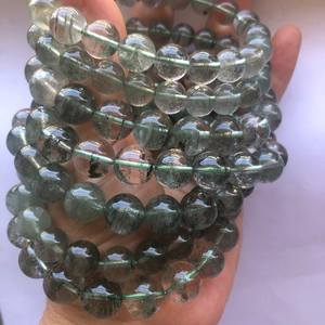 Cuentas de cuarzo fantasma verde natural, hilo de cuentas sueltas de piedras preciosas para la fabricación de joyas, pulseras, collares y manualidades. - Product Image 3