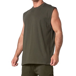 Camiseta sin mangas de punto para hombre, color verde oliva, cuello redondo, estilo casual. - Product Image 6