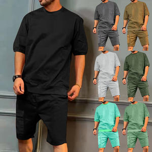 New Arrived 100% Cotton Men's Summer Solid Short Sleeve T-Shirt Custom Printed Logo Oversized Hip Hop <b>Twin</b> <b>Sets</b> - Product Image 2