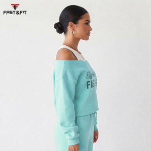 Sudadera Deportiva Personalizada con Logotipo para Mujer, Nuevo Diseño con Hombros Caídos, Cuello Redondo y Manga Larga para Otoño e Invierno, Estampada - Product Image 2
