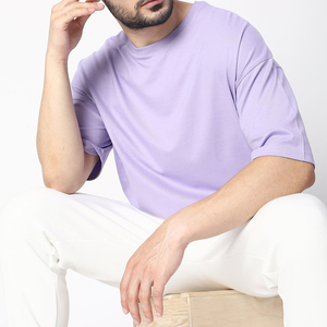 T-shirt pour homme à manches courtes et col rond, motif lavande, style décontracté, jersey en coton, coupe régulière, séchage rapide, respirant - Product Image 6